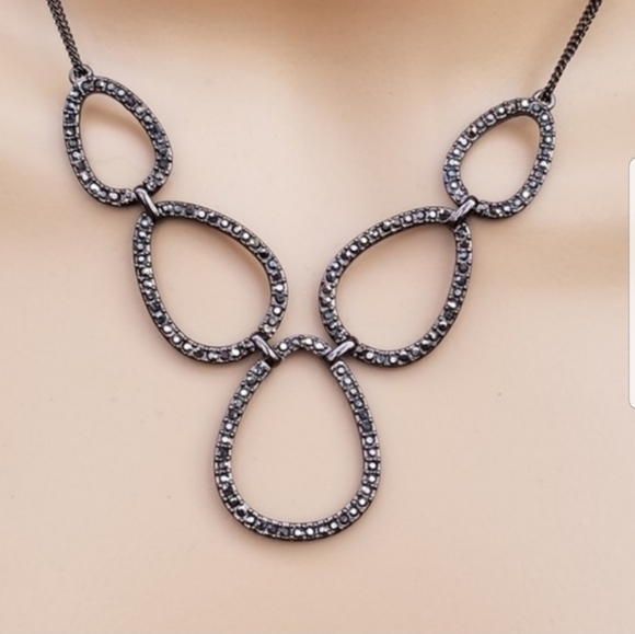 LIA SOPHIA BLACK ICE HEMATITE & MARCASITE NECKLACE - Picture 3 of 4